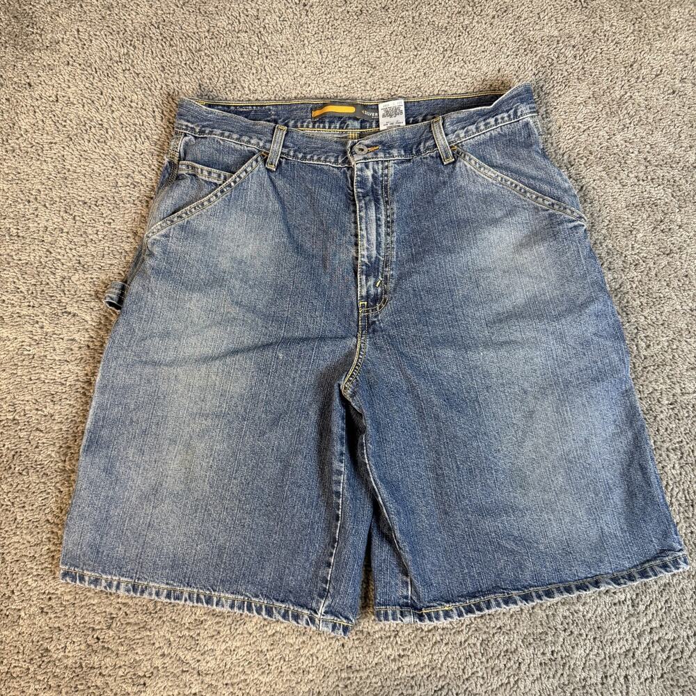 VTG Levis SilverTab Shorts Mens 34 Blue Skater Logo Cargo Denim Cotton Carpenter